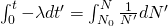 \int^t_0 -\lambda dt' = \int^{N}_{N_{0}} \frac{1}{N'}dN'