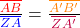 \frac{\textcolor{red}{\overline{AB}}}{\textcolor{blue}{\overline{ZA}}} = \frac{\textcolor{orange}{\overline{A'B'}}}{\textcolor{purple}{\overline{ZA'}}}