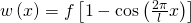 w\left(x\right)=f\left[1-\cos{\left(\frac{2\pi}{l}x\right)}\right]