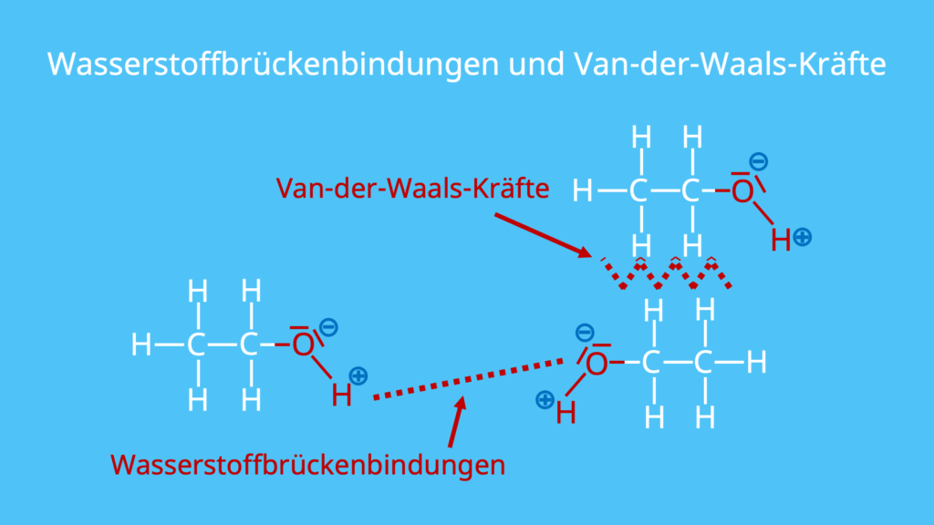 Wasserstoffbrücken, Wasserstoffbrückenbindung, Van-der-Waals-Kräfte, Alkohole, Alkohol