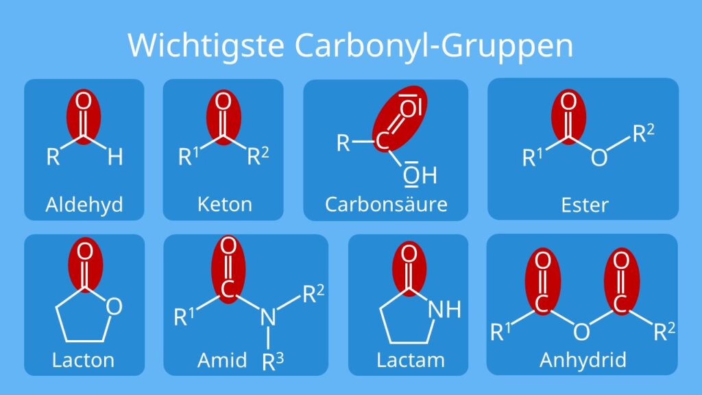 wichtigste Carbonyl-Verbindungen, häufige Carbonyl Verbindungen, OH-Gruppe
