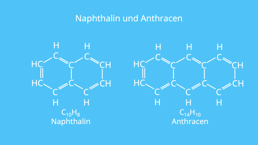 Naphthalin, Anthracen, cyclisch, planar, durchkonjugiert, Hückel-Regel, Aromat, aromatisch, Ringsystem