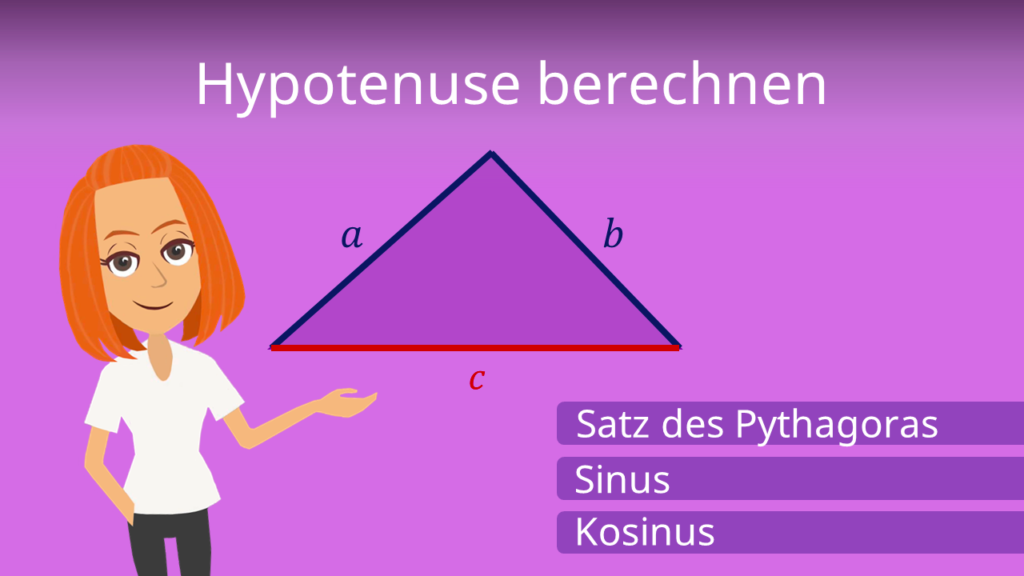 Zum Video: Hypotenuse berechnen, Ankathete, Gegenkathete, Hypotenuse