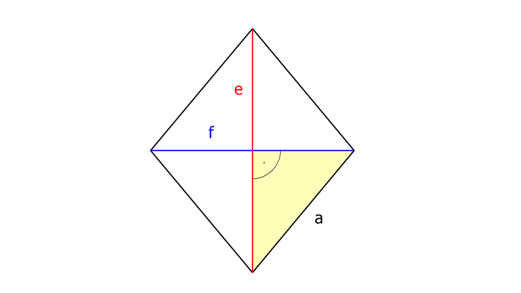 Raute, Drachenviereck, Rhombus, Karo, Diagonalen Raute, Diagonale berechnen Raute, Diagonale e, Diagonale f