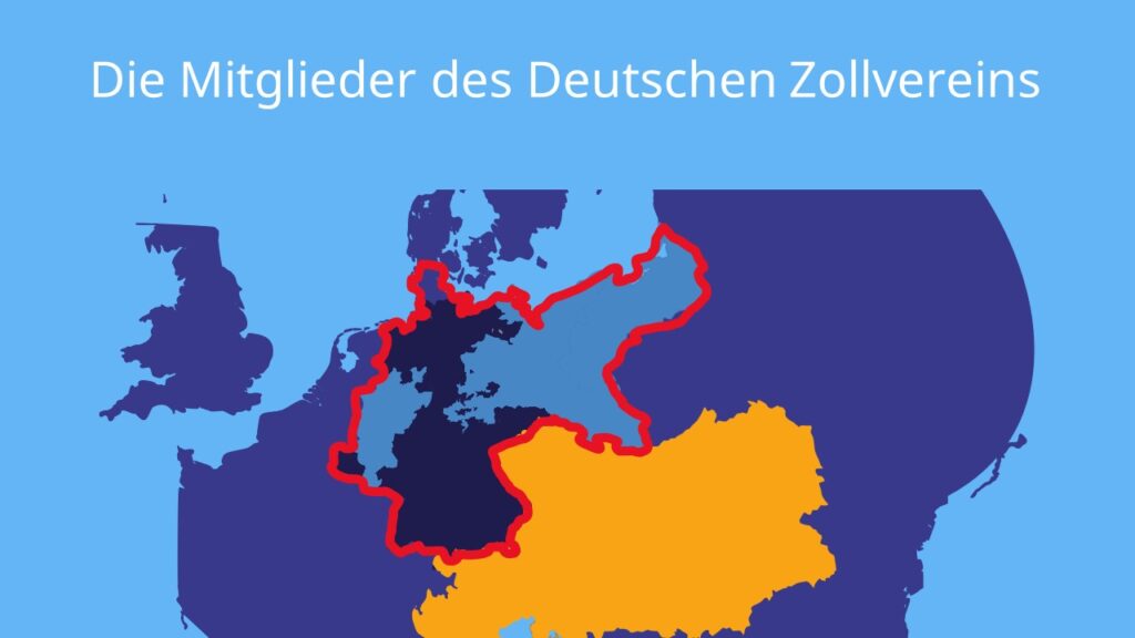 Deutscher Zollverein, Karte deutscher Zollverein, Deutscher Zollverein