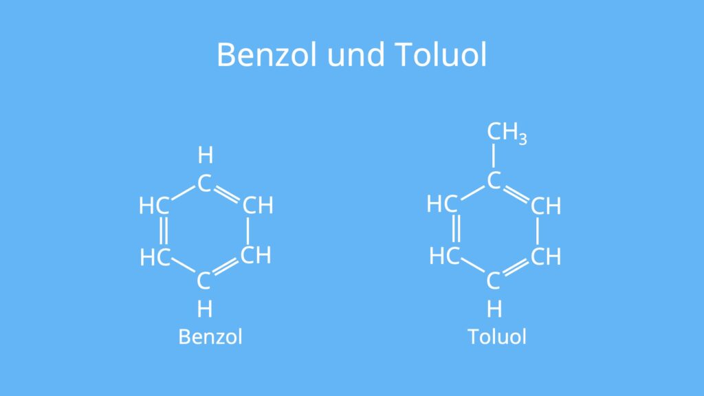 Benzol, Toluol, cyclisch, planar, durchkonjugiert, Hückel-Regel, Aromat, aromatisch, Doppelbindungen