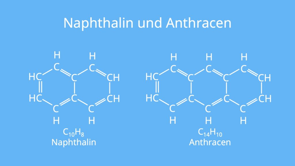 Naphthalin, Anthracen, cyclisch, planar, durchkonjugiert, Hückel-Regel, Aromat, aromatisch, Ringsystem