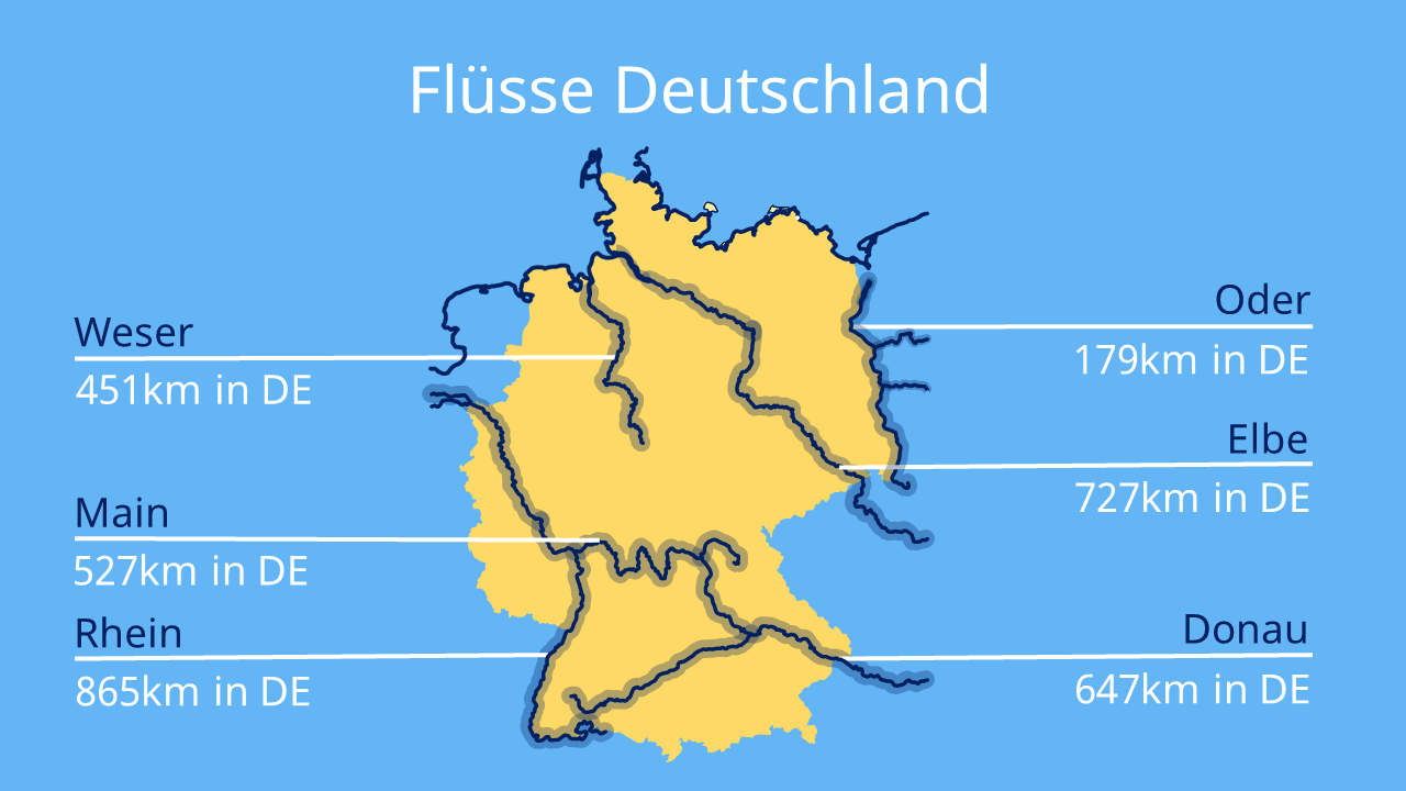 Flüsse Deutschland • längsten Flüsse Deutschlands, Karte · [mit Video]