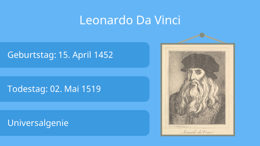 Wer war Leonardo da Vinci, Leonardo da Vinci Steckbrief und Biografie, Maler, Bildhauer, Architekt, Anatom, Mechaniker, Ingenieur und Naturphilosoph, Leonardo da Vinci Werke, Universalgenie