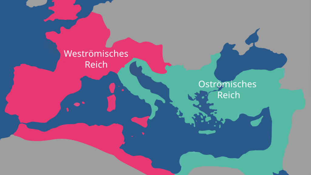 oströmisches Reich, weströmisches Reich, Reichsteilung, byzantinisches Reich, byzanz, byzanz karte, byzantinisches reich karte
