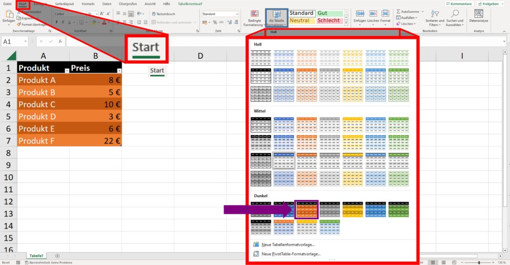 Wie kann man Tabellen in Excel erstellen?