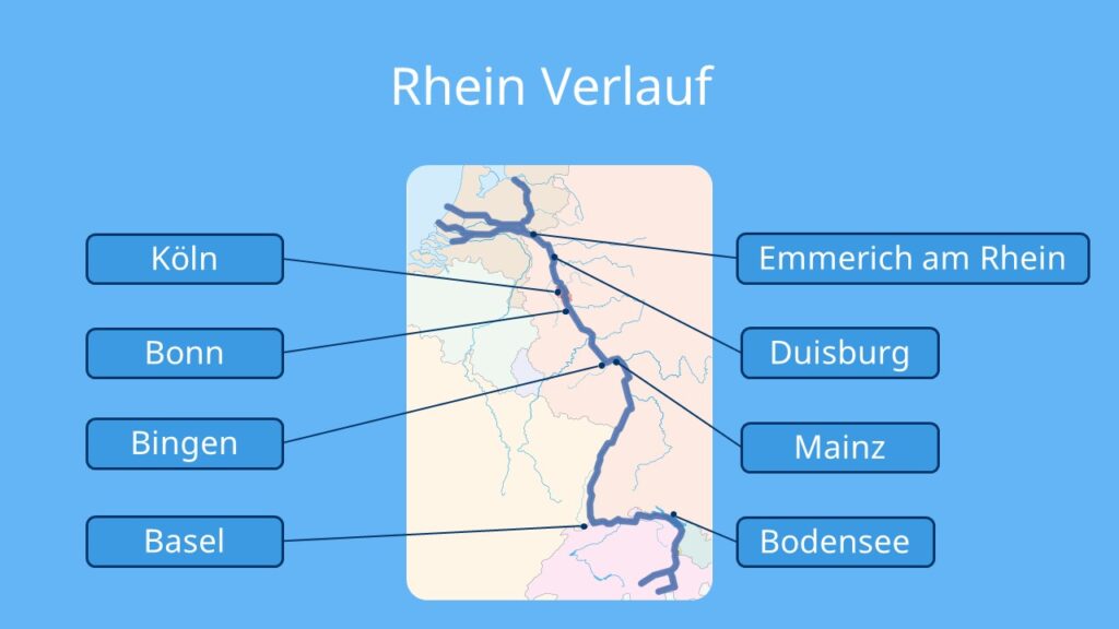 Rhein Verlauf, Rhein, Wie verläuft der Rhein?, Rhein Quelle, Rhein Mündung, Rhein in Deutschland, Rhein Verlauf Karte, Rhein Karte, Rhein Lage Rhein, Rhein Verlauf