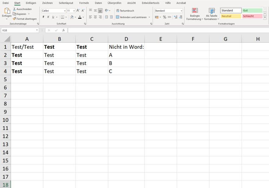 Excel-Tabelle im Querformat in Word einfügen