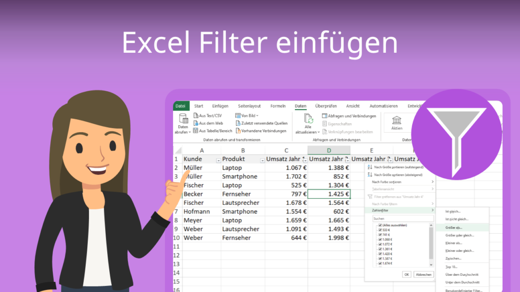 Zum Video: Excel Filter einfügen